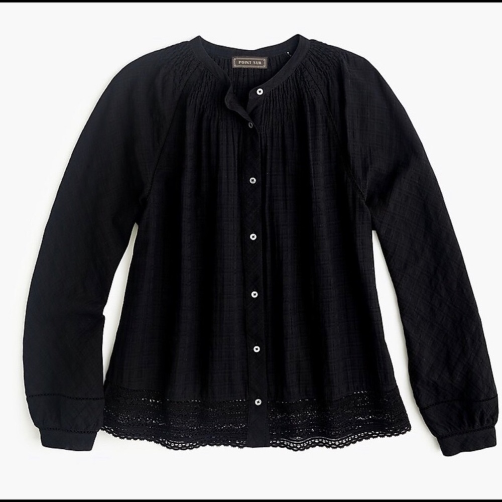 Point Sur | Black Windowpane Peasant Top